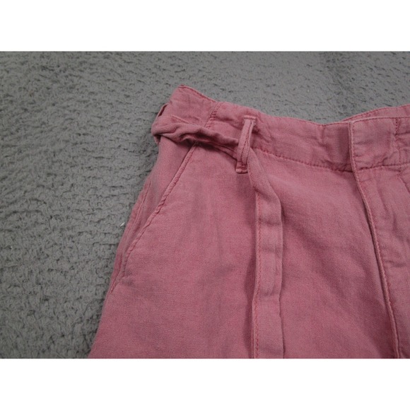 Abercrombie Fitch Shorts Womens XS‎ Pink Belted Linen Blend Preppy - Picture 3 of 8